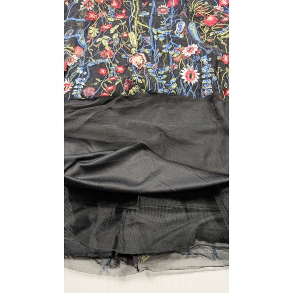 City Studio Black Floral Embroidered Floral Tulle Formal Long Evening Gown Sz 7 - Picture 10 of 16